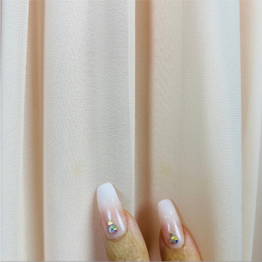 SALE Peach Floor Length Chiffon Gown Classic Elegant Prom Dress Military Ball - Picture 9 of 14